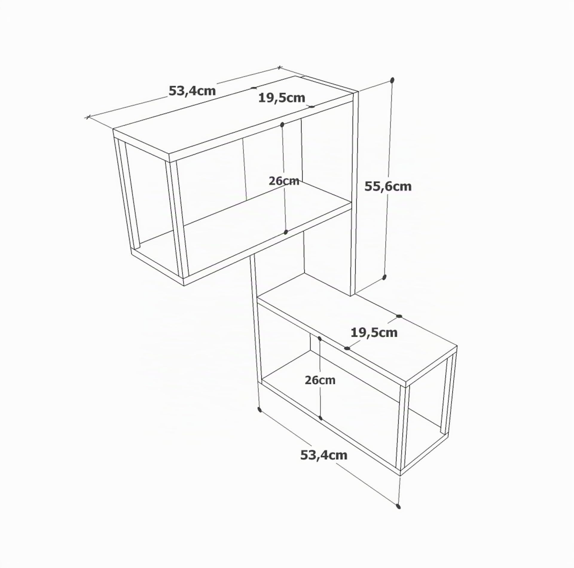 Rebecca Mobili Scaffale ad Angolo, Libreria Angolare Pensile, Marrone Grigio Scuro, Truciolato Ferro, Mensola per Soggiorno o Studio - Misure HxLxP: 85 x 53,5 x 19,5 cm - Art. RE7227