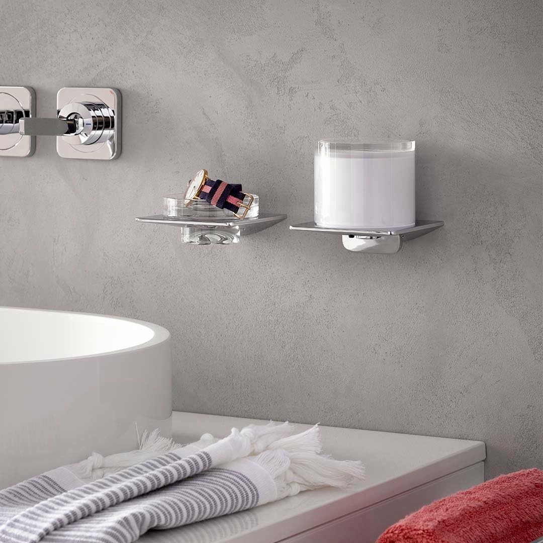 Emco Art Badewannengriff, Chrom, Haltegriff für Badewanne, zur Wandmontage, Duschstange, Länge 300 mm - 167000130, Grau