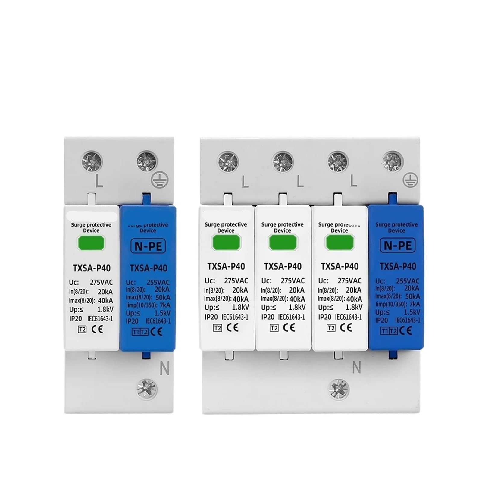 Protector contra sobretensiones y pararrayos Protector contra sobretensiones doméstico de CA SPD, riel DIN, 1P+NPE, 3P+NPE, 50KA, T1, T2, 385 V, 275 V, 255 V, dispositivo de protección contra sobreten