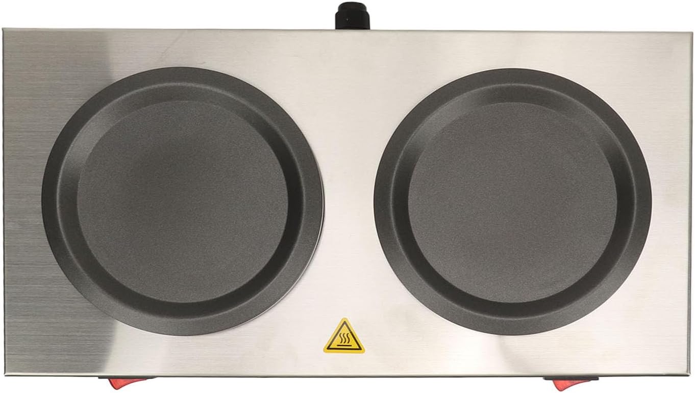 Double Coffee Burner Heater Commercial Coffee Warmer, Dual Heating Plate Stainless Steel Portable Decanter Warmer for Cafe Break Room, Energy Efficient, Safety Protection, (US Plug 110V)