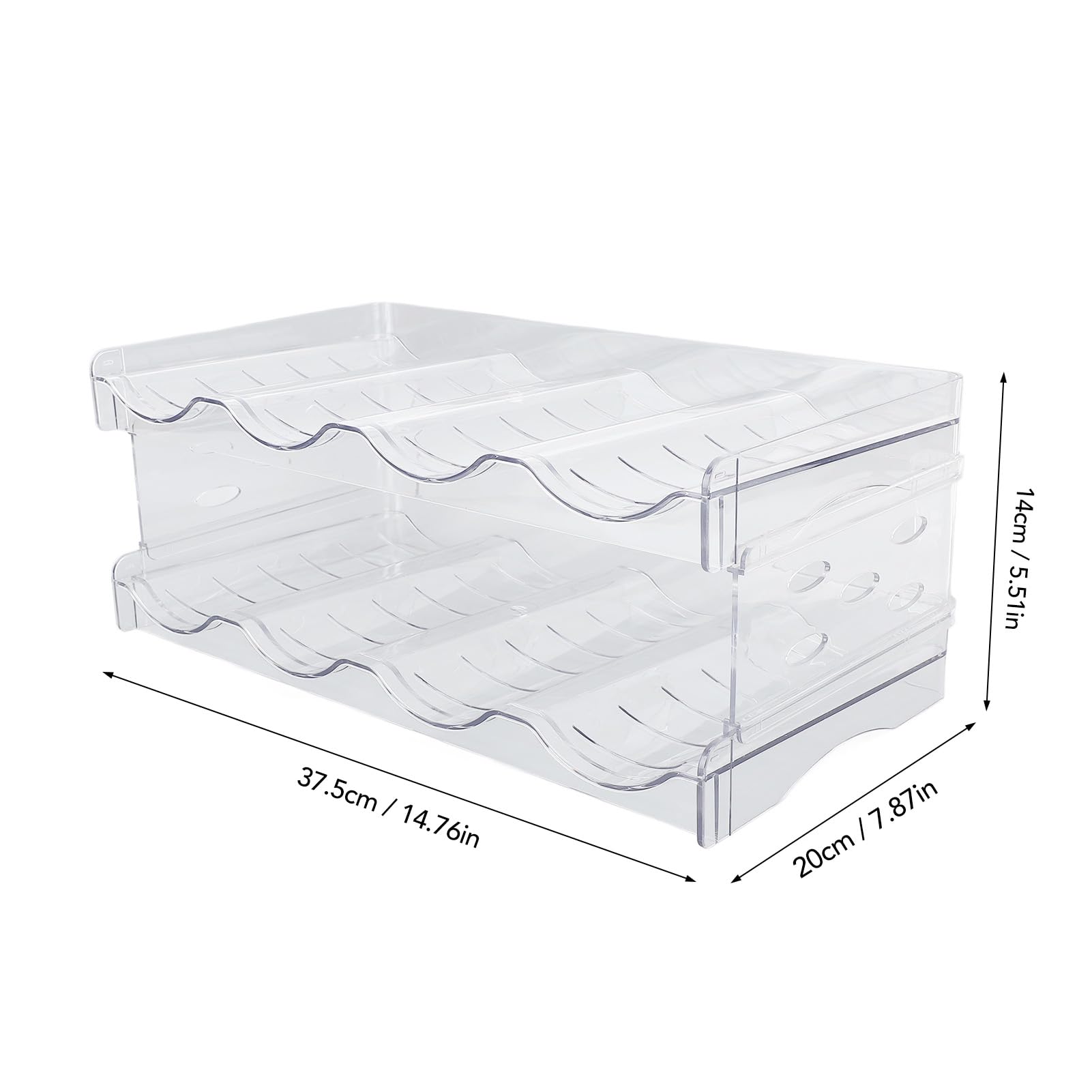 Stapelbares Wasserflaschenregal, transparent, doppellagig, Kunststoffhalter für Küche und Schrank, speichert 8 Flaschen (4 pro Regal), ideal für Kühlschrank und platzsparend