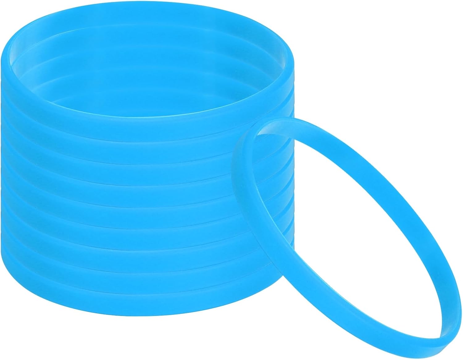 PATIKIL Silicone Bracelets, 50 Pack Colored Rubber Wristbands Blank Stretch Sports Bands for Adults Teen Sports Team Games, Blue