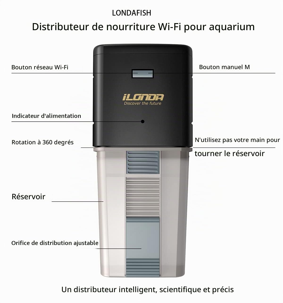Aquarium Wi-FI Mangeoire à Poisson Automatique Mangeoires à Poisson Auto Fish Food Timer Feeder pour Fish Tank