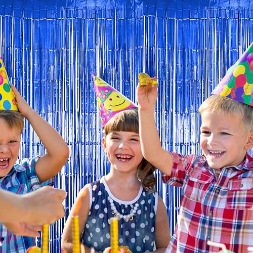 Image of Hampton Distribution 2 Pack Blue Fringe Backdrop Curtains, Blue Streamers Party Backdrop, Baby Shower Decorations, Party Decorations Supplies for Birthday, Holidays, Parties & More