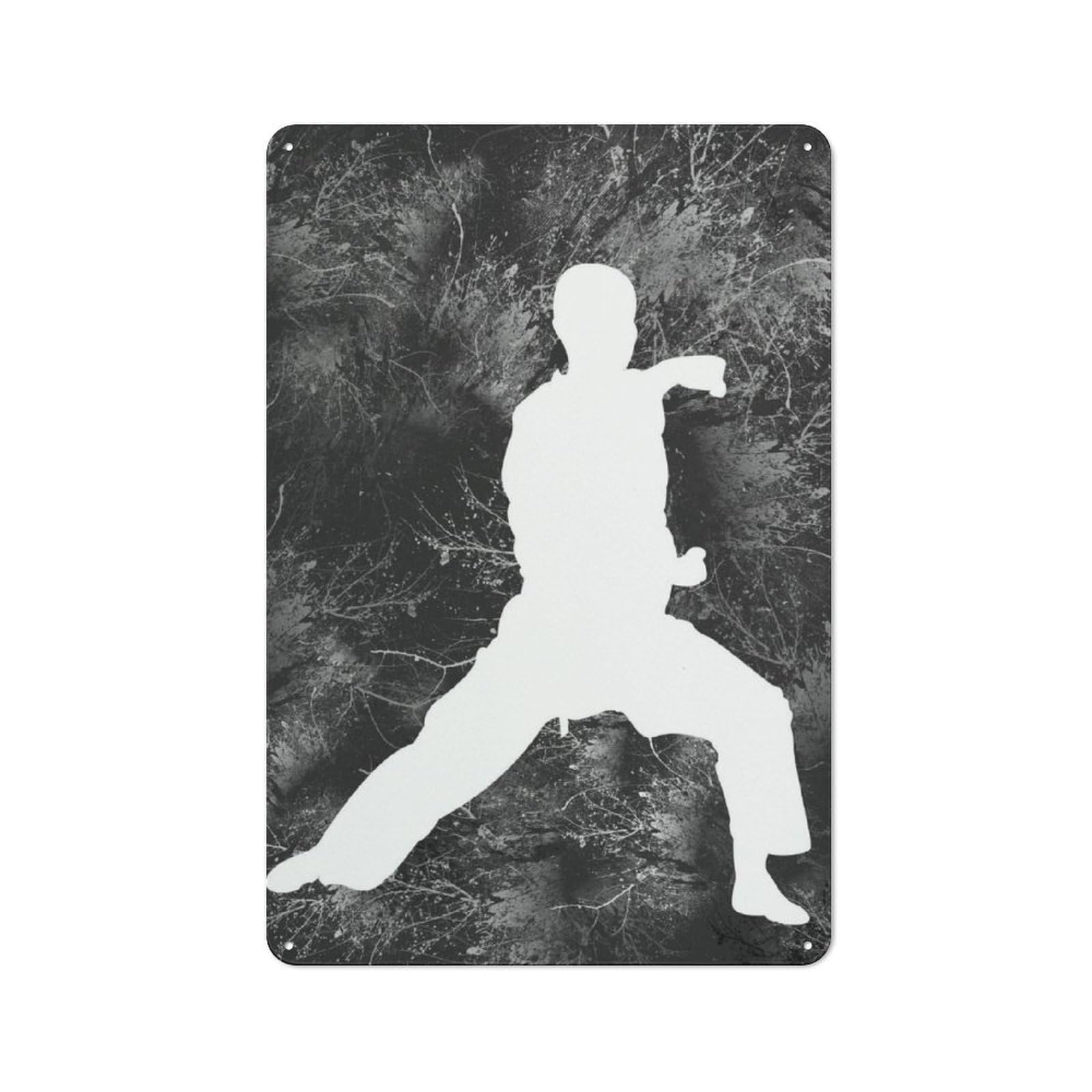 Junmoney Karate Silhouette 22 Metal Wall Sign 30X20cm Featuring For Bar Or Restaurant, For Restaurant Interior Fans