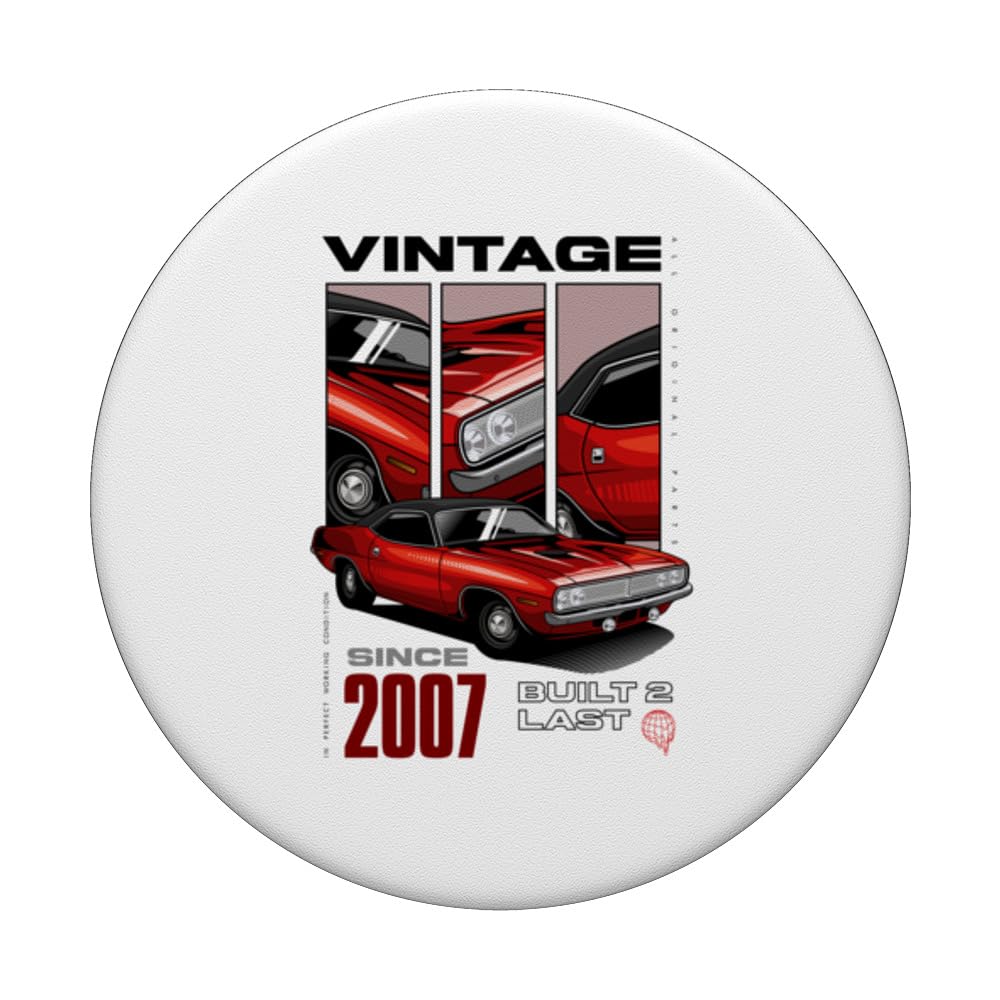 I'm Not Old I'm Classic Car Vintage Born In 2007 PopSockets Swappable PopGrip, Black - Image 3