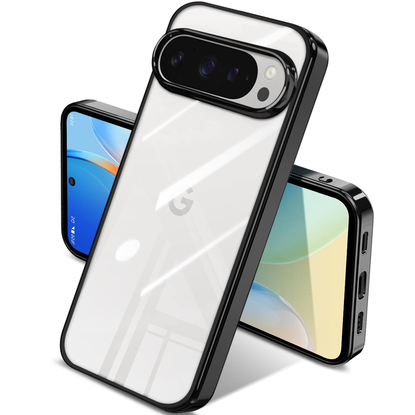 Google Pixel 10 / 10 Pro ケース クリア 薄型 TPU 耐衝撃 ソフト 黄変防止 指紋防止 ストラップホール付き グーグルピクセル 10 / 10 Pro カバー ワイヤレス充電対応(ブラック)