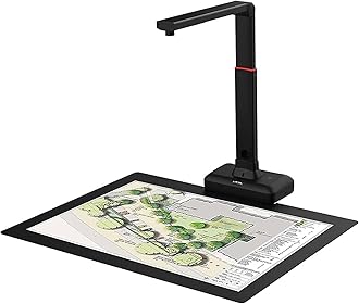 A2 Overhead Scanner, Book Scanner, 23MP High Resolution, Auto Flatten & Fingerprint Removal Technologies, Built-in High-Brightness LED Light for Book & Document