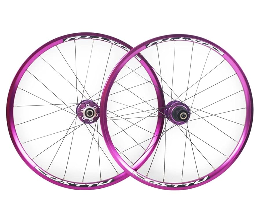 Purple No.5, 6, 8のセット Foldable Bicycle Wheelset 20inch 406mm Bike Wheels BMX Rim