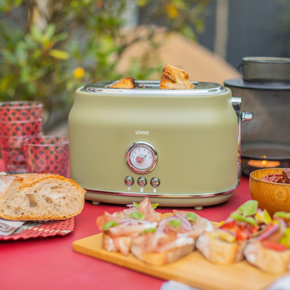 Livoo - Toster retro z 2 gniazdami DOD181V