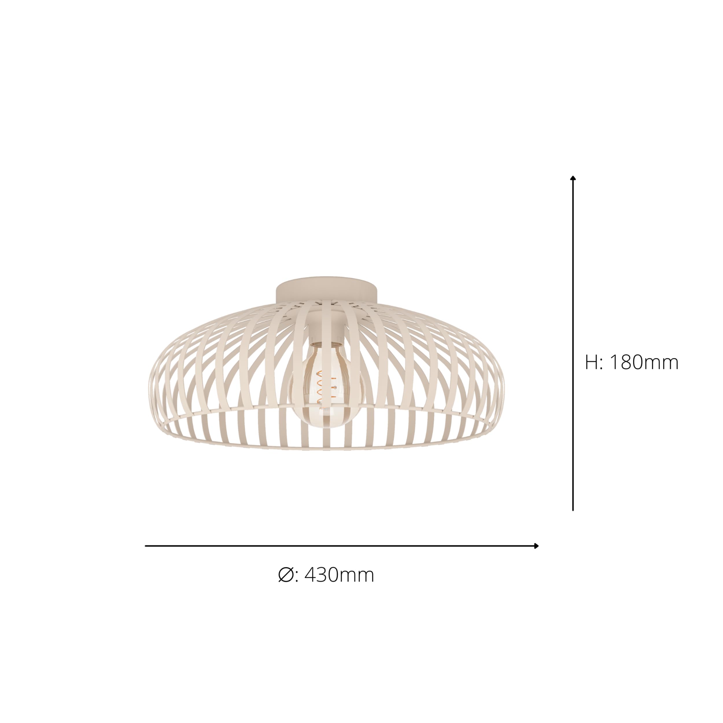 EGLO Deckenlampe Mogano 3, Deckenleuchte Wohnzimmer | Lampe Decke Schlafzimmer, Wohnzimmerlampe aus Metall in Beige, E27 Fassung, Ø 43 cm