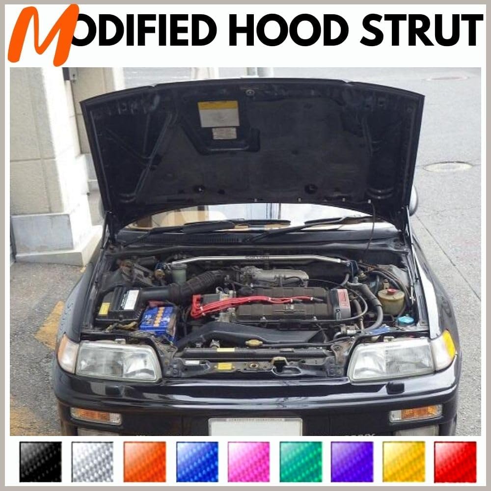Carbon Fiber Hood Struts Compatible with Honda Civic 4th EF 1988-1991 Lift Supports Shock Absorber Bonnet Gas Dampers Springs Kit No-Drill Bolt-on