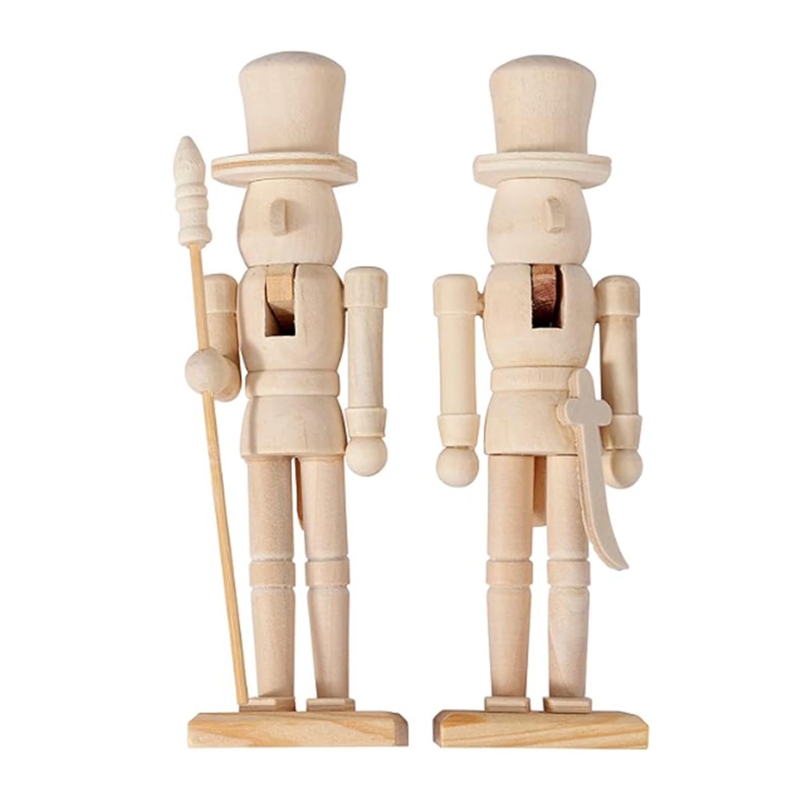 Glifora 18CM Christmas Wooden Unfinished Nutcracker Figurine - DIY Blank Unpainted Soldier Figure, Festival Holiday Party Ornament Decoration