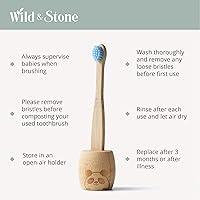 Vista 3 de Wild & Stone Cepillos de dientes orgánicos de bambú para bebé, paquete de 4, cerdas suaves, mango 100% compostable, sin BPA, cepillos de dientes