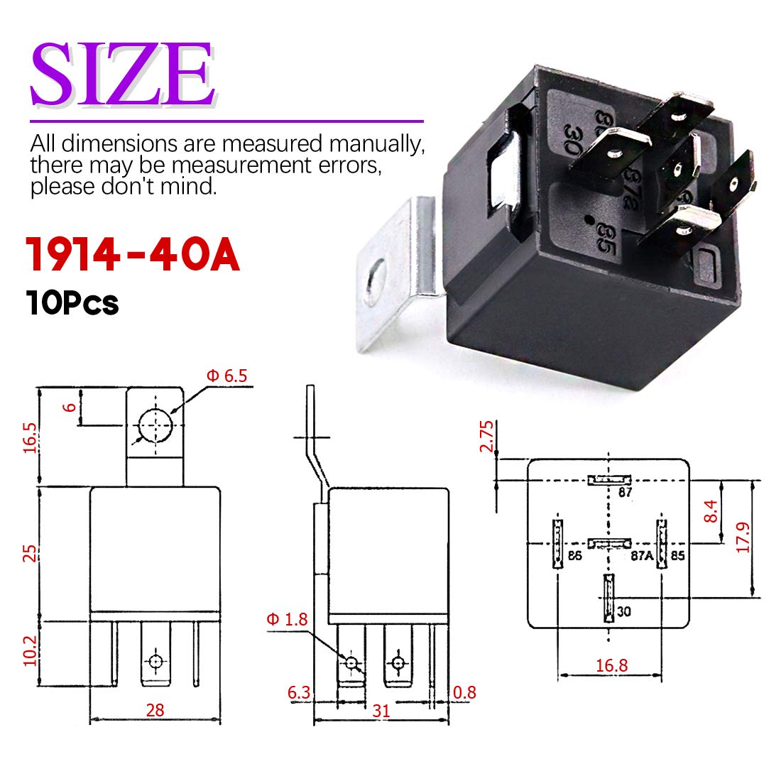 Image secondaire de Swpeet Lot de 10 relais électriques SPDT 12 V 30/40 A 5 broches parfaits pour les installations automobiles, les systèmes sonore