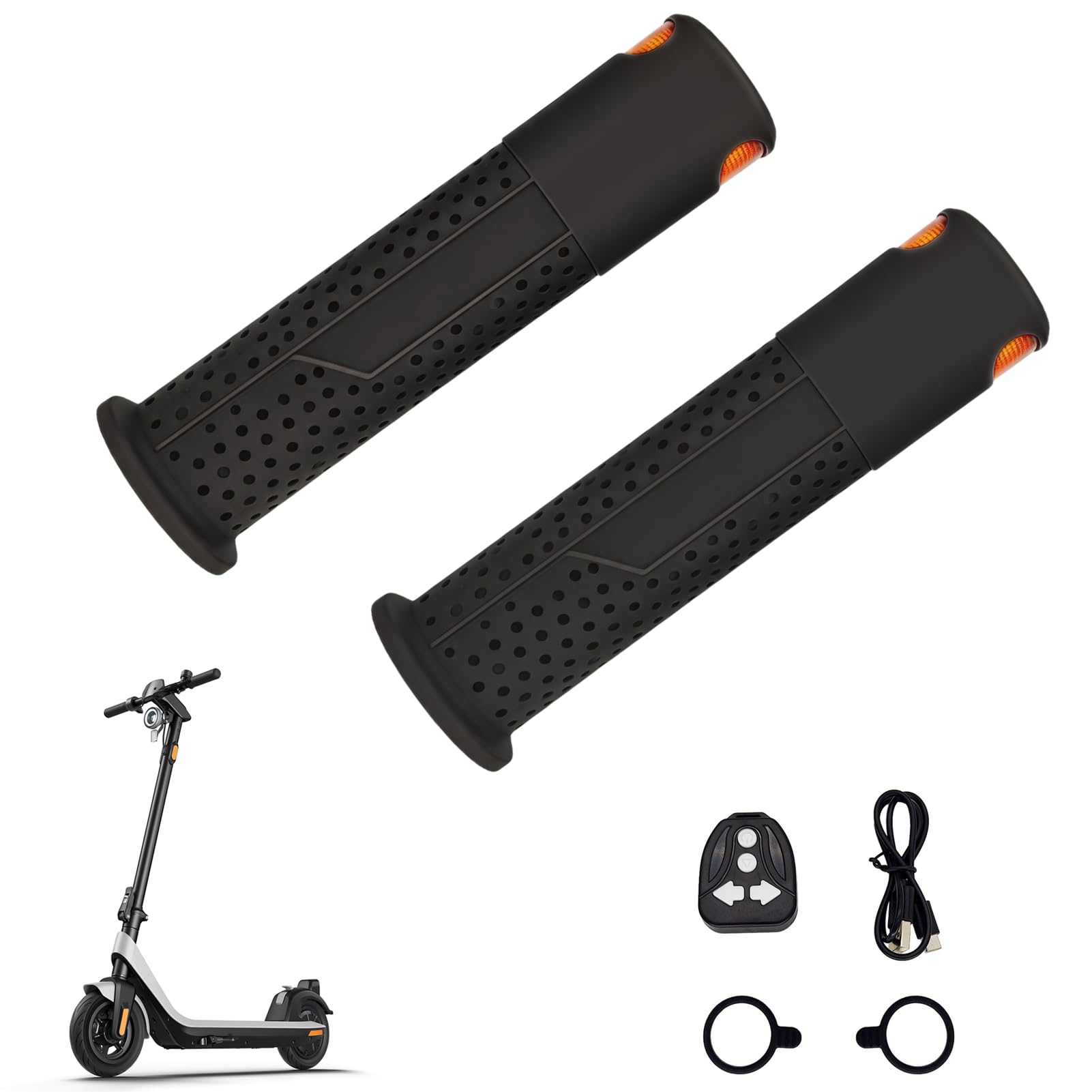 Empuñaduras de manillar de scooter eléctrico con luz intermitente izquierda y derecha integrada, antideslizante, compatible con Xiaomi M365/Pro 1S/Pro 2/Mi3