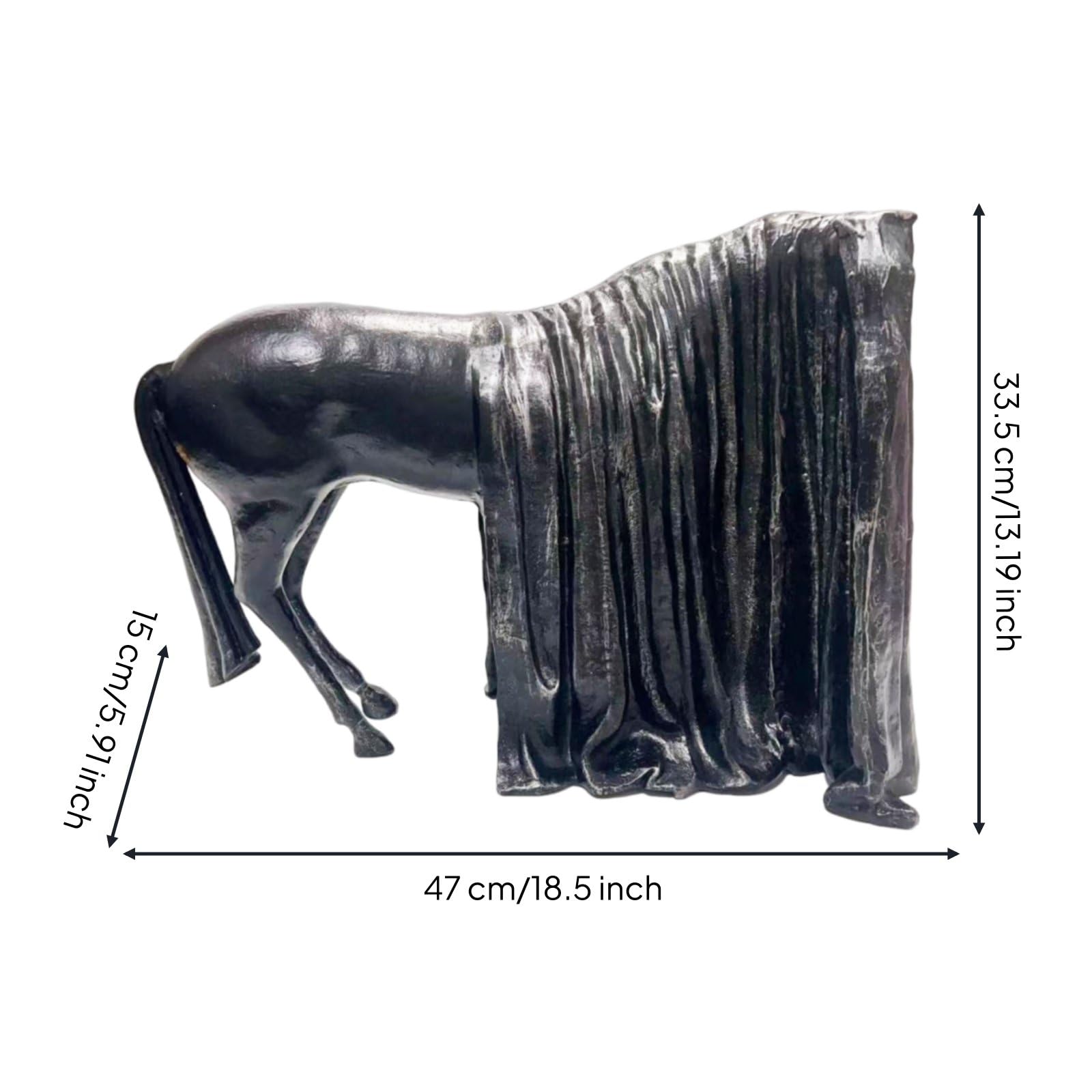 F Fityle Estatua de Caballo Escultura Caballo Figura Animal Adorno Decorativo para Casa en Metal de Aleación con Recubrimiento Elegante Estilo Moderno con, Negro