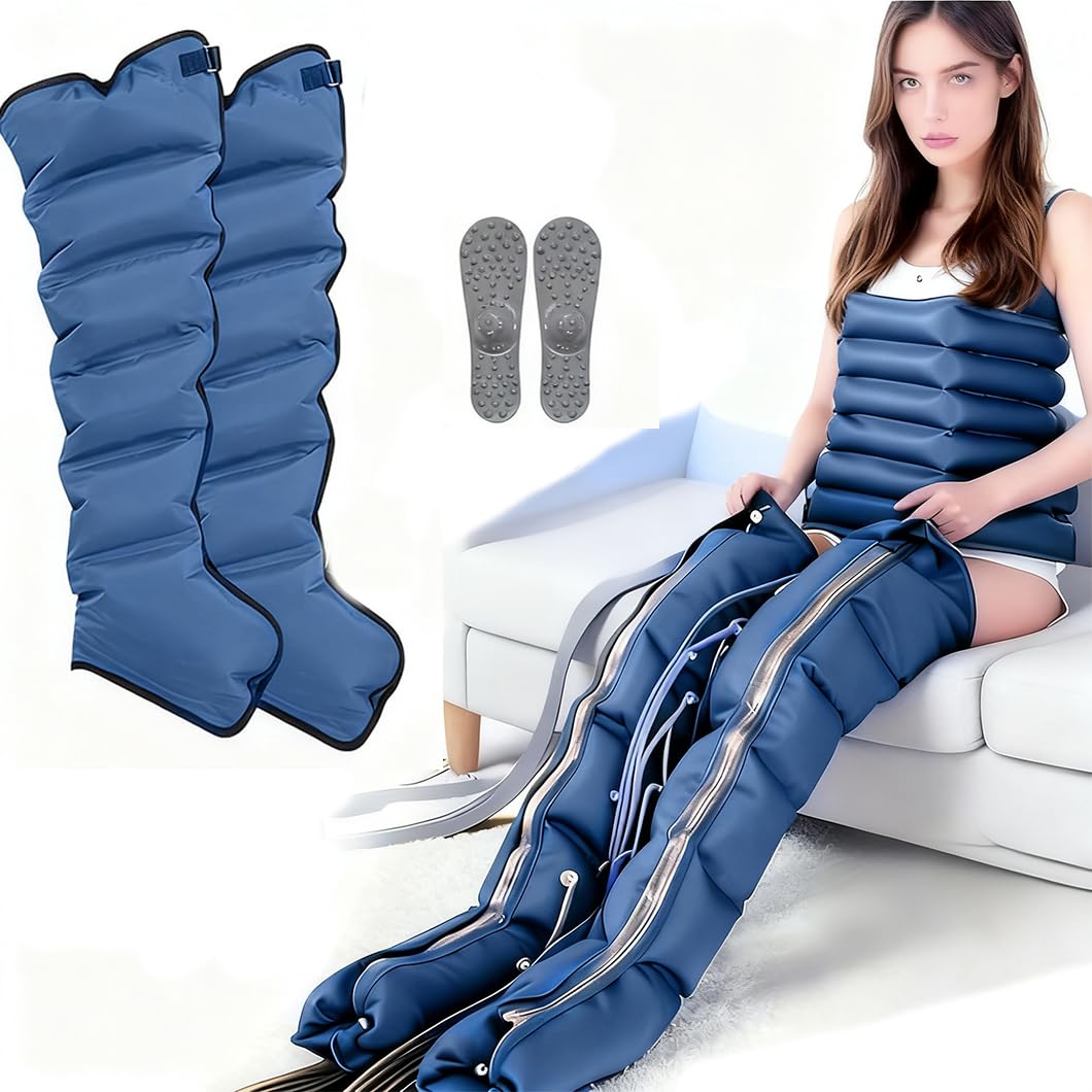 Pressoterapia per Casa per Gambe e Addome︱ Massaggiatore Elettrico a Compressione d'Aria︱ 6 Camere d'Aria Pressoterapia Linfodrenaggio con Funzione di Cronometraggio