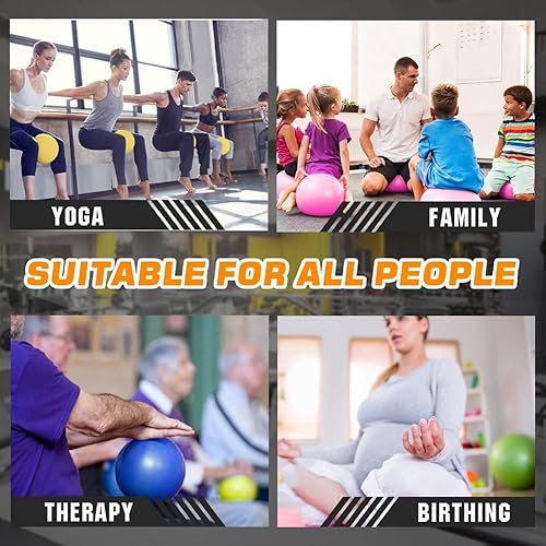 Miniatura 4 de Pelota de ejercicios de pilates de 9 pulgadas para yoga, ejercicios de estabilidad, gimnasio, pelotas resistentes a estallidos y antideslizantes,