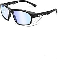 Vista 39 de ProtectX Anteojos de seguridad clásicos, lentes antivaho resistentes a los arañazos, gafas protectoras para el trabajo, interior/exterior, ANSI Z87.1