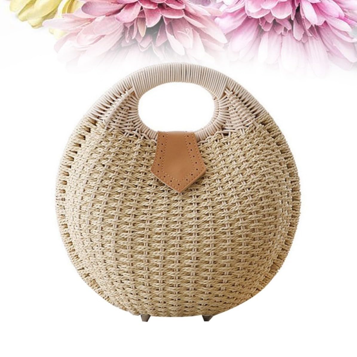 Bolso de Paja para Mujer Diseño Bolso Mano de Ratán y Papel para Playa y Uso Diario Accesorio Casual Veraniego Bohemio Color Beige