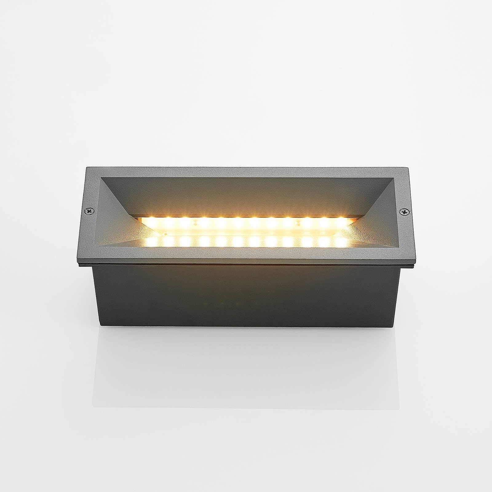 Lucande Bombillas LED iluminación de escaleras exterior en antracita, luz | foco empotrable de pared ip65 estanco al polvo y a chorros de agua, moderno, 2700 k blanco cálido para balcón, terraza