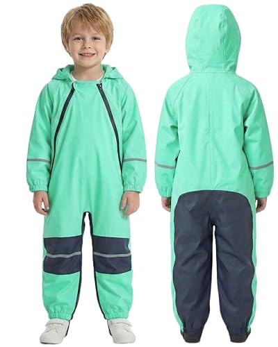 JiAmy Kids Waterproof Rain Suit Coverall, Hooded Full Body Raincoat