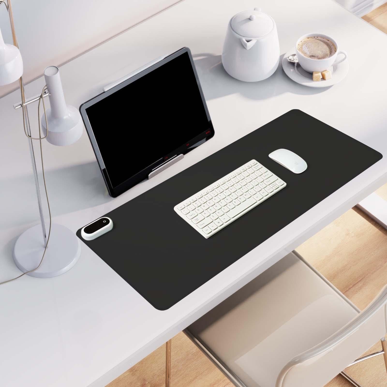 Tappetino Da Scrivania Riscaldato Scaldino Elettrico Da Ufficio Tappetino per Scrittura Sottomano in Pelle PU con Controllo Tattile Adatto per Postaz, nero 80 cm x 33 cm