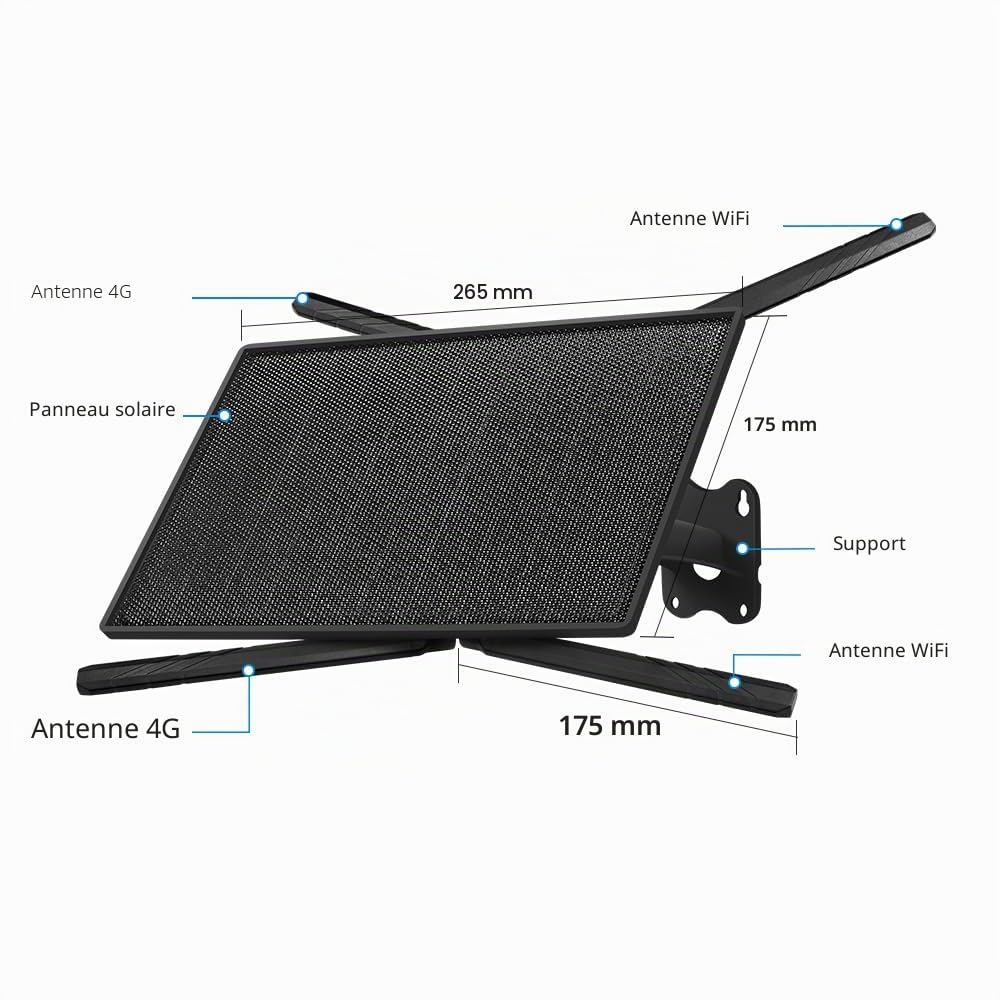 SHIWOJIA 20 W Routeur 4G LTE Solaire, Rallonge WiFi Externe, Box 4G avec Carte SIM, Plage WiFi 50M, IP66 étanche, autonomie prolongée 24/7, Batterie de 20100 mAh, 4 Antennes Externe, 2.4GHz Wi-FI