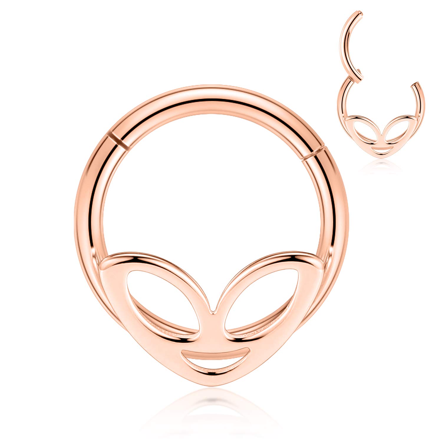 AROWRO 16G Stainless Steel Septum Clicker Daith Earrings Daith Rook Tragus Helix Cartilage Lobe Septum Piercing Jewelry Snake/Pyramid/Arrow/Star Design Hinged Segment Ring — view 11