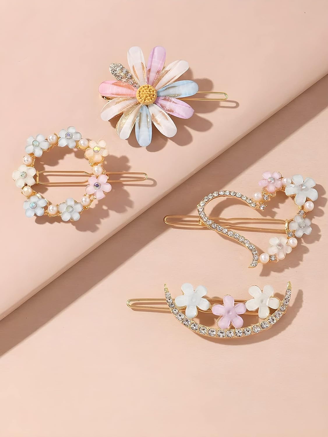 cartxomy latest Korean fashion Style Flower Lock Hair Clip Pin Hair Accessories set For Women And Girls (4 Pcs) 2