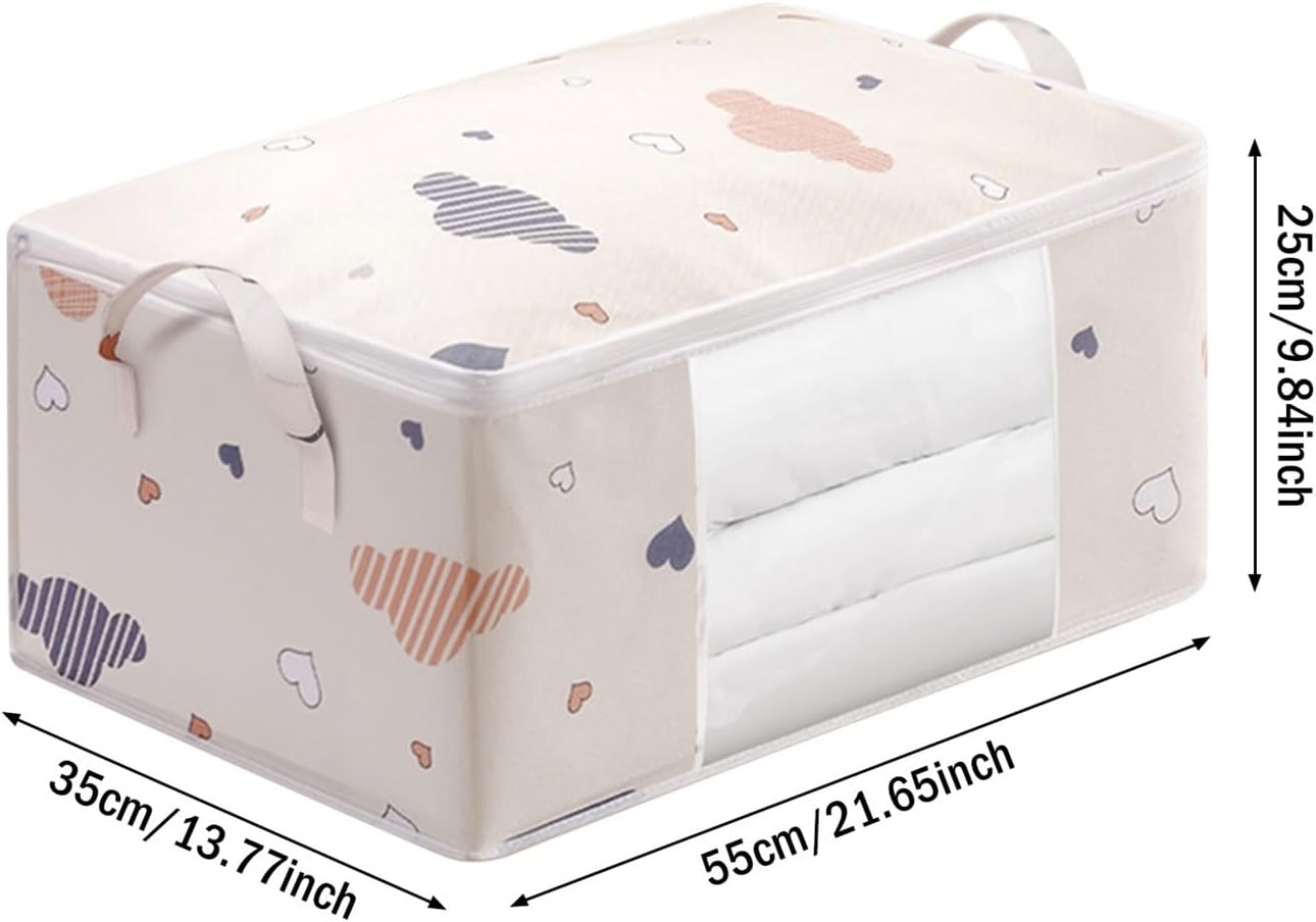 SBTRKT Foldable Comforter Storage Bag Large Capacity Quilt Blanket Sorting Bag with Handle Dustproof Clothing Sweater Closet Organizer (Color : D1-55x35x25CM)