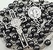 TALISMAN4U CATHOLIC ROSARY NECKLACE Black Hematite Beads Saint Benedict Medal & Cross Crucifix in Gift Box