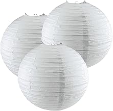 SONG 3pcs Artifacts Decorative Round Chinese Lanterns Assorted Paper Lanterns Lamp Birthday Wedding Halloween Bridal Shower Home Decor Party Decoration,White-40cm