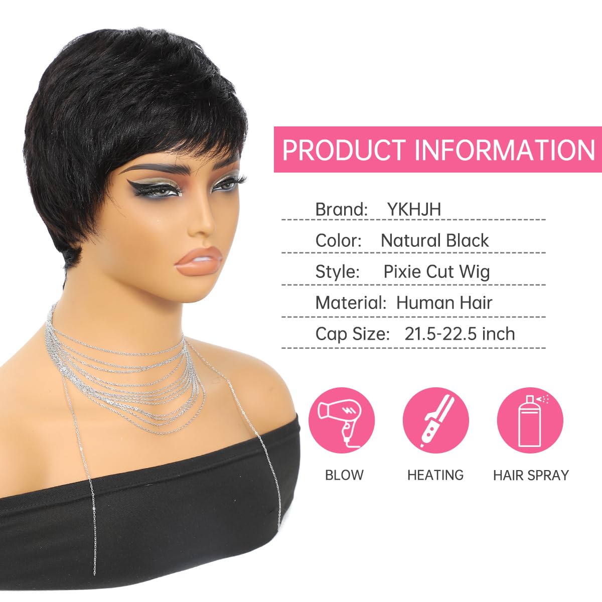 Short Pixie Cut Human Hair Wig Glueless Layered With Bangs Put On Go Yargel Pixie Cut Human Hair Wig for Black Women - Glueless  main image 2