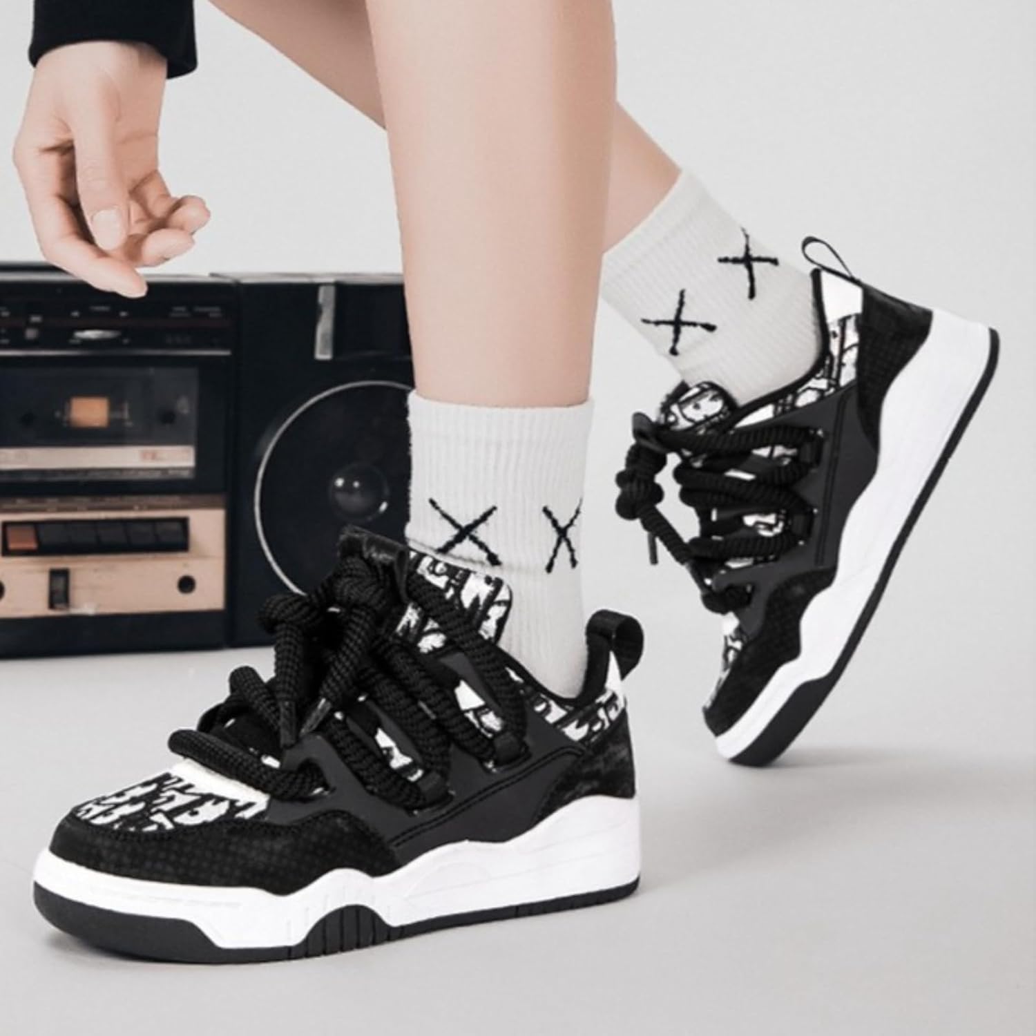 Fashion Leather Lace-Up Chunky Sneakers for Men Lightweight Platform Walking Running Driving Casual Sport Shoes - Image 5