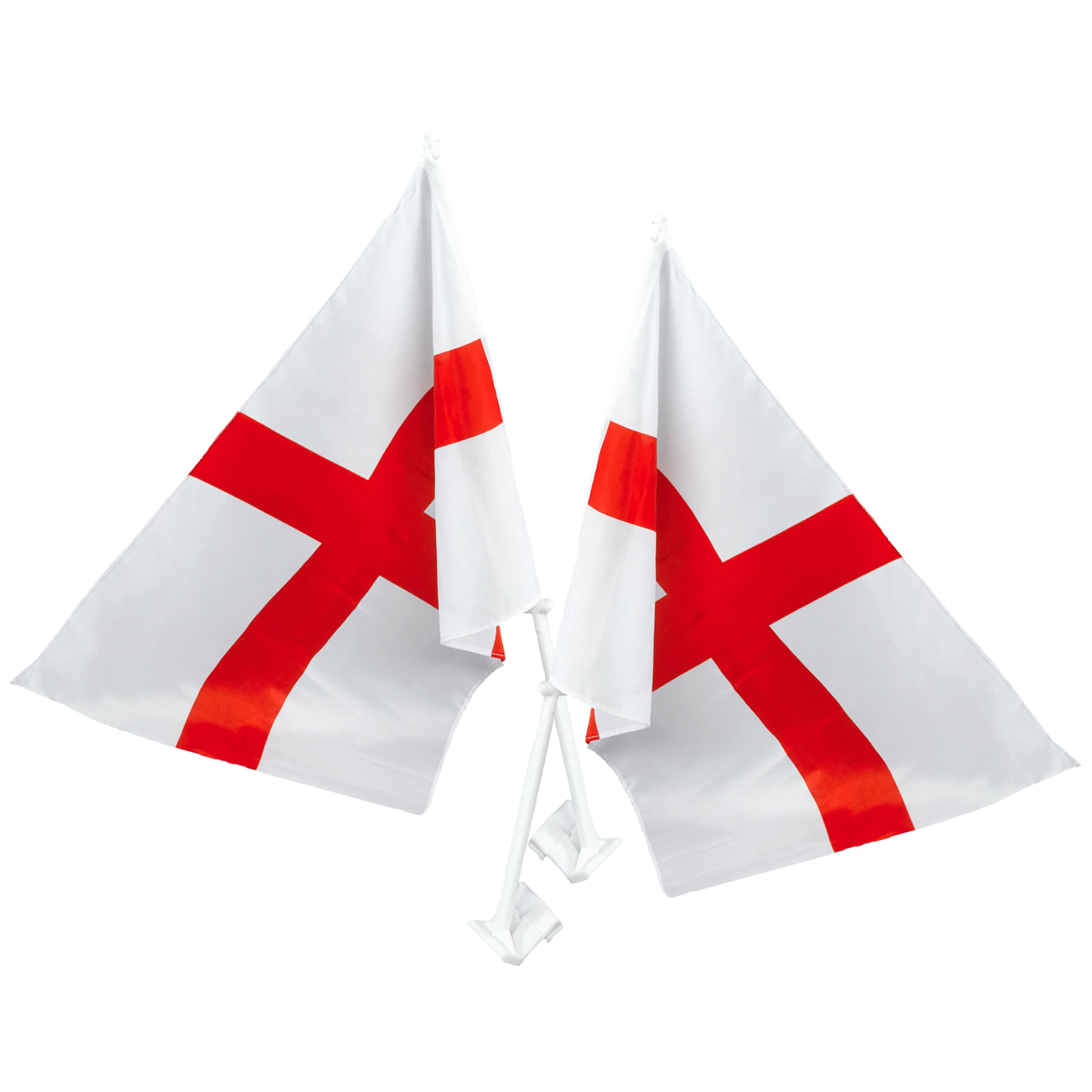 Toyland® Pack of 2 - England Car Flag - 18" x 11" - Red and White - Polyester - Euro's and World Cup- English Party Decorations