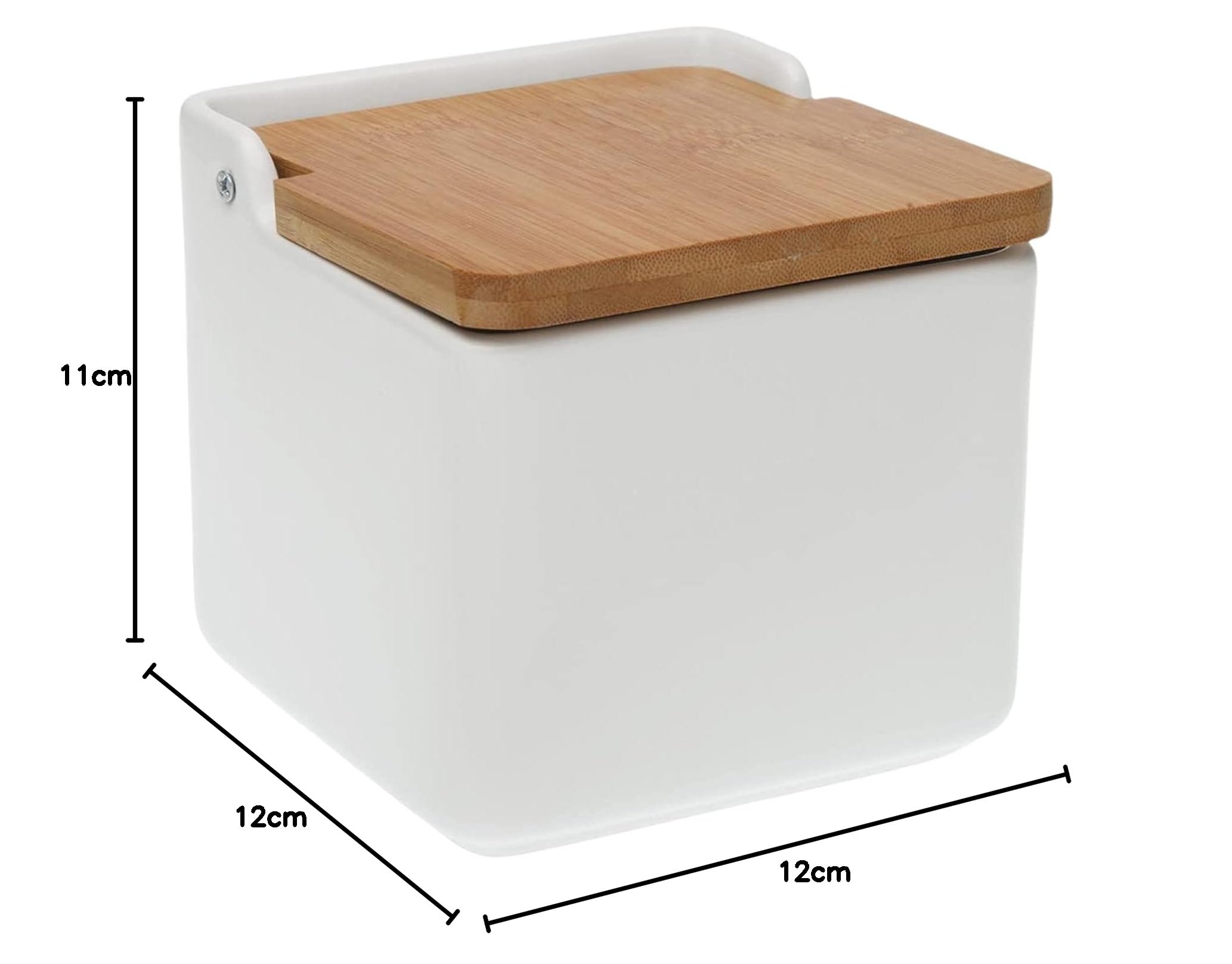 TIENDA EURASIA® Saliera da cucina in ceramica con coperchio disegni originali - 12,2 x 12,2 x 11,5 cm (bianco, saliera - 12,2 x 12,2 x 11,5 cm)