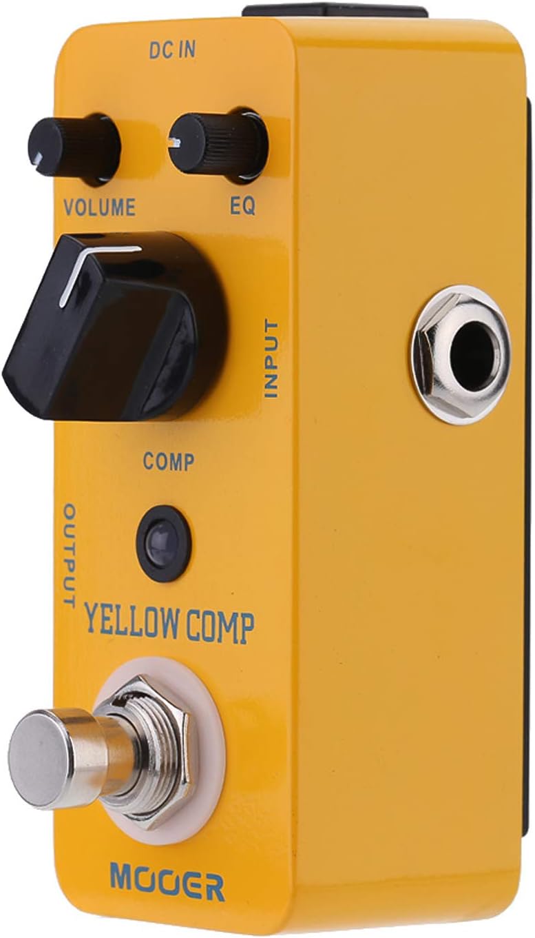 Yellow Comp Micro Mini Optical Compressor Guitar Effect Pedal – True Bypass, Smooth Compression, Aluminum Alloy Chassis