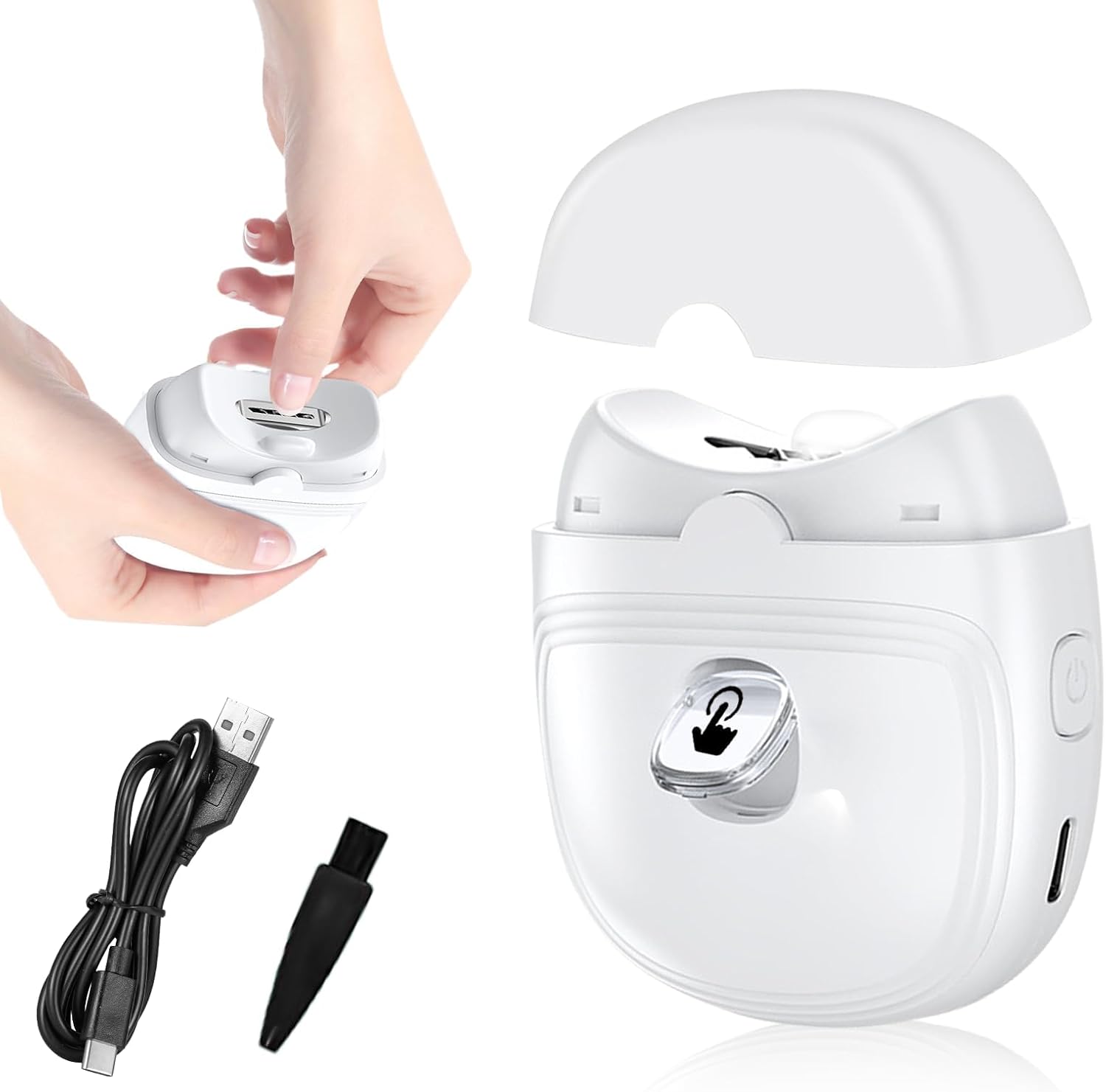 Elektrische nagelknipper, elektrische automatische nagelknipper, nagelknipper, oplaadbare elektrische nagelvijl, spatwaterdicht, oplaadbaar, USB