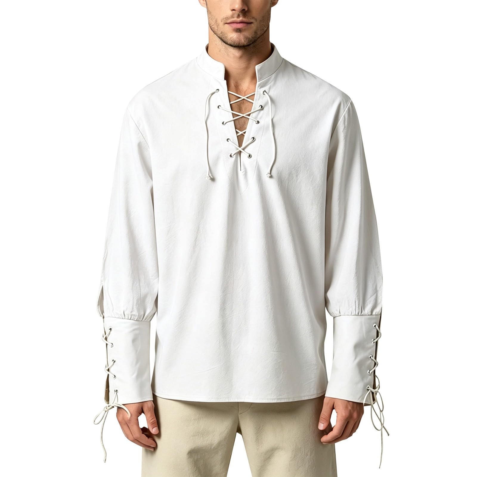 Men's Medieval Viking Pirate Renaissance Linen Shirt Halloween Retro Shirts — image 1
