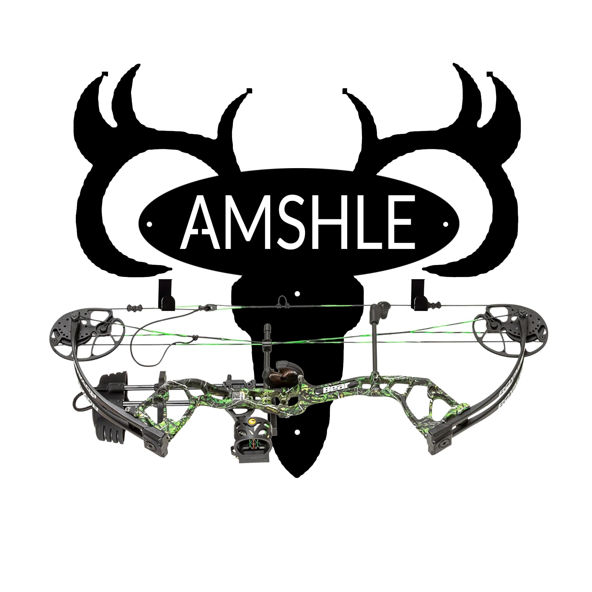 Large Personalized Metal Deer Skull Bow Holder,Elk Skull Wall Decor,Archery Deer Head Bow Rack With Custom Name Plate,Bow Hunting Rack Hunting Metal Sign, Gifts For Husband,Dad,Father -style 05