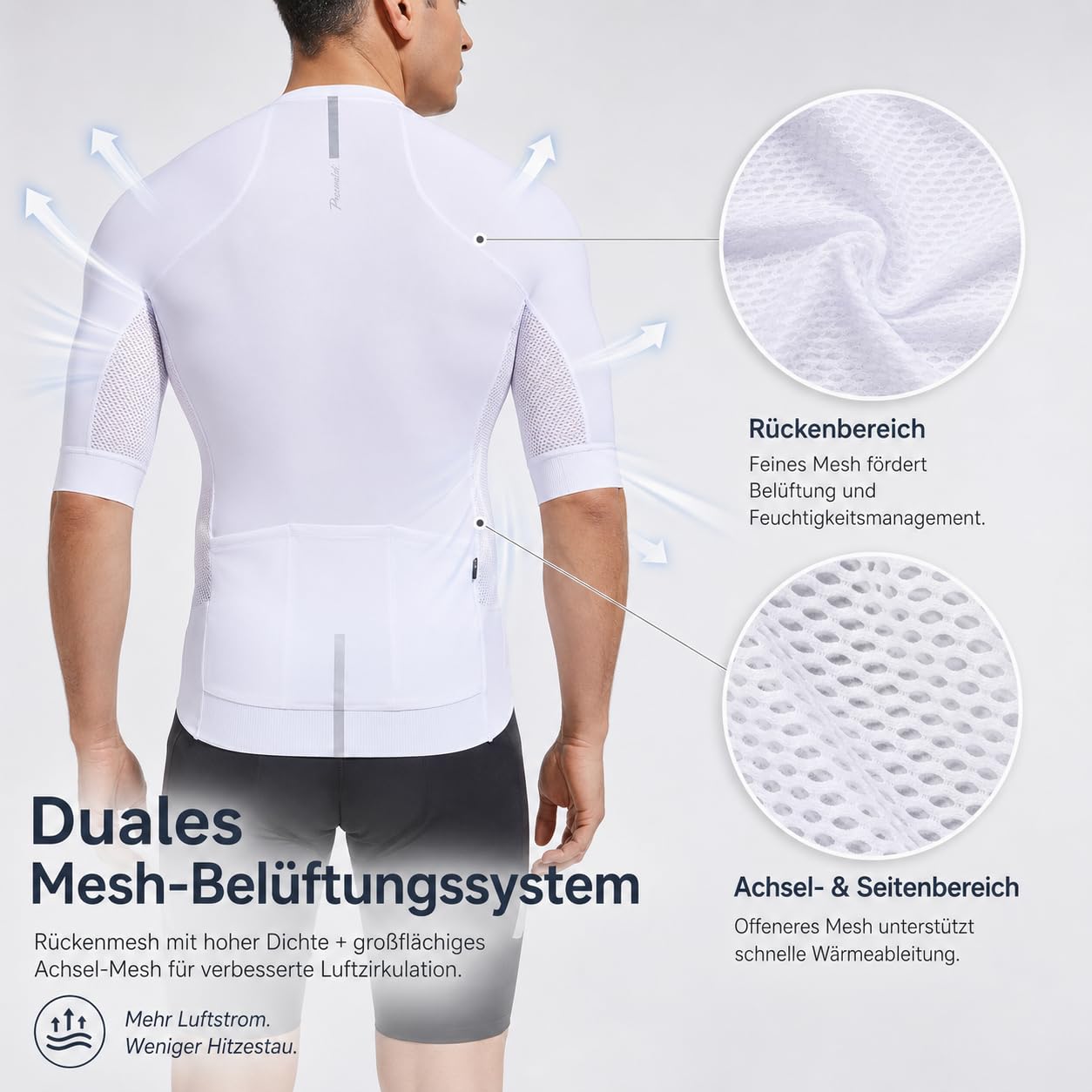 Przewalski Herren Radtrikot Kurzarm Atmungsaktiv mit Taschen | 4-Wege-Stretch Kompression, Mesh-Rücken, 6 Taschen inkl. Zip, rutschfest & reflektierend, Rennrad