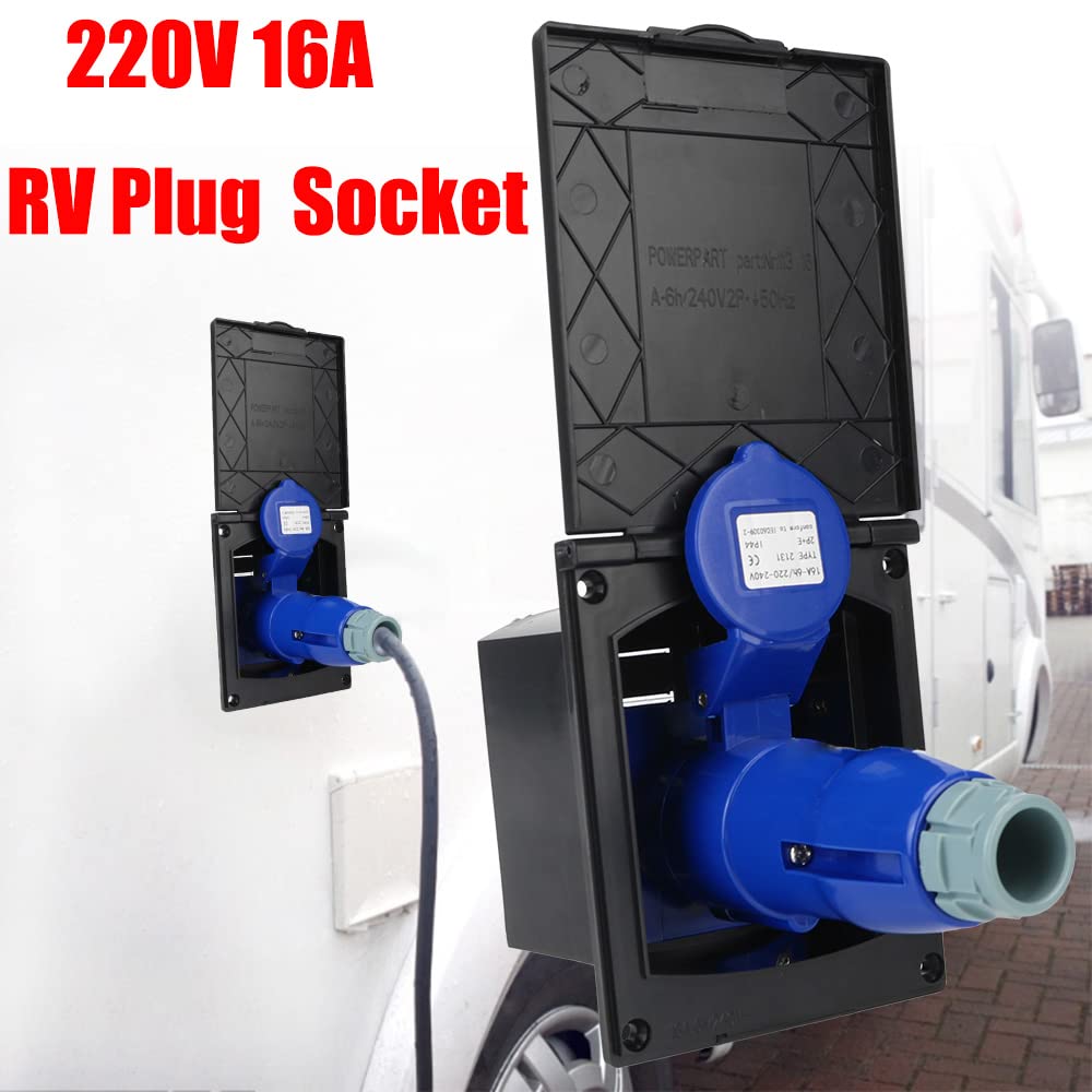 Gniazdo zasilania 220 V 16 A z zaciskiem z czystej miedzi do kampera, przyczepy kempingowej, wodoszczelne gniazdo IP44 z osłoną ochronną
