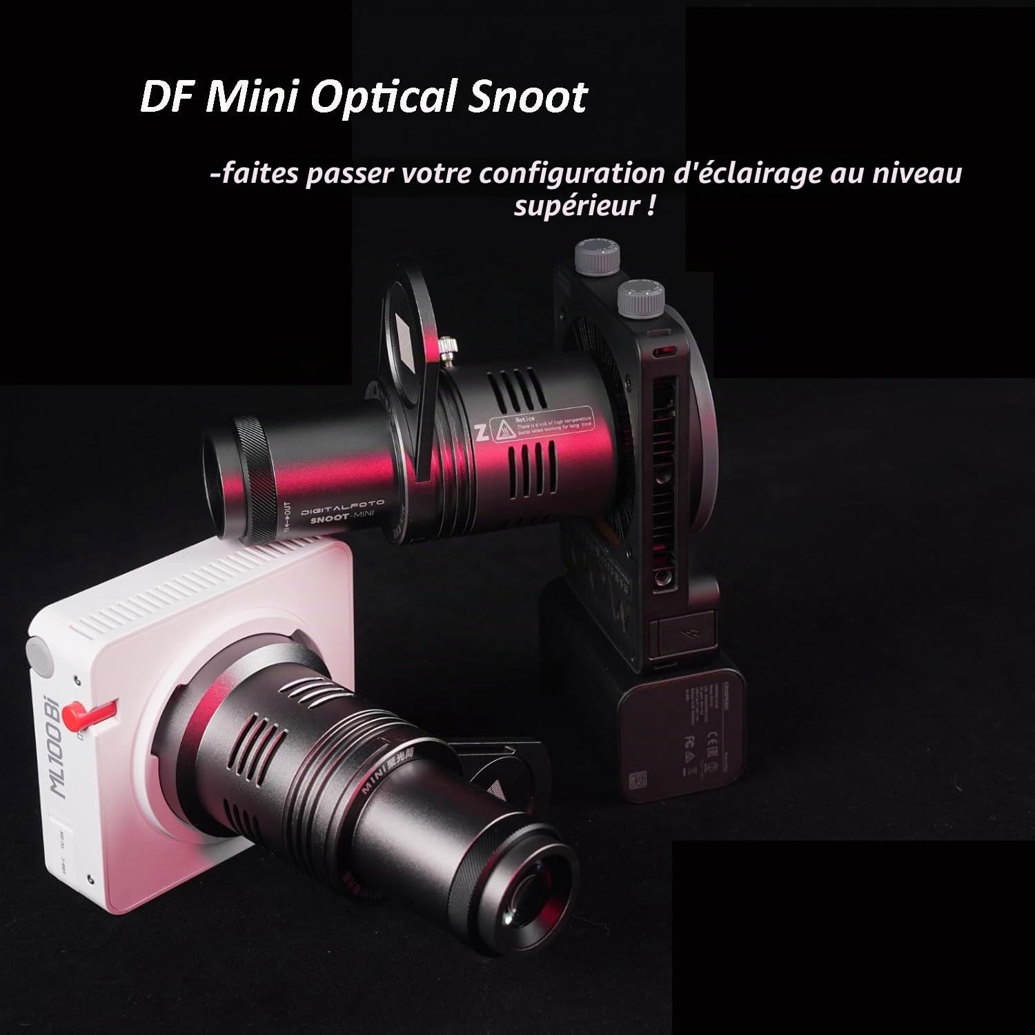 DF DIGITALFOTO Mini Snoot Optique, Fixation pour Spotlight Photographique avec Monture Zhiyun/Ulanzi/Godox, 33 Gobos, Cadre Magnétique, Compatible avec ZHIYUN CINEPEER CX100, Godox ML100Bi/ML60IIBi