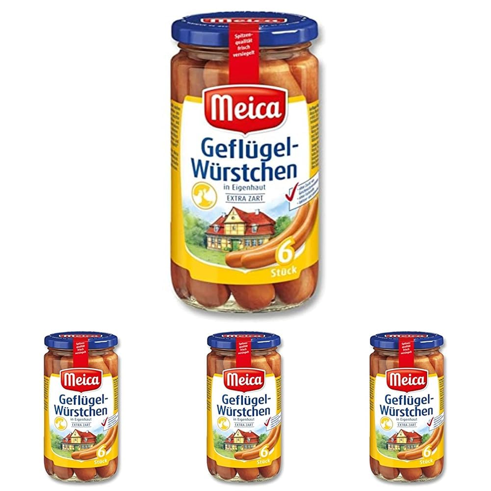 Meica Geflügel-Würstchen, 6 Stück, 180 g (Packung mit 4)