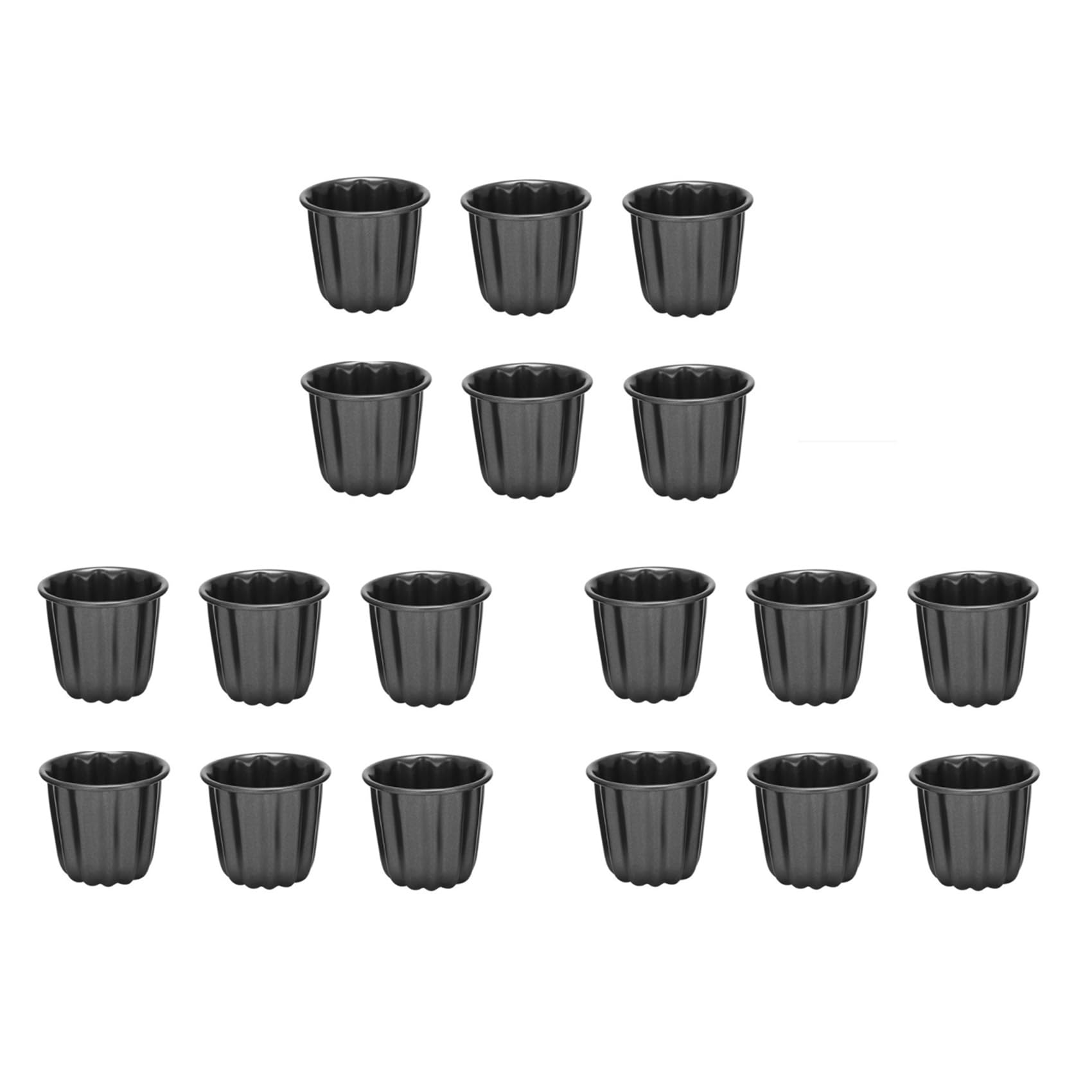 Hndhbfgrt Canele Mold, Cannele Muffin Cup, 18Pcs Non-Stick Cannele Mould Gray-Black Canneles
