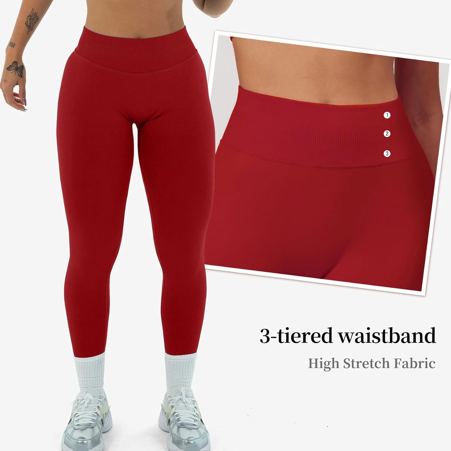 Hidden Scrunch Butt Lifting Leggings for Women Impact Gym Workout Leggings Mid Low Waist Compression Yoga Pants - Image 2