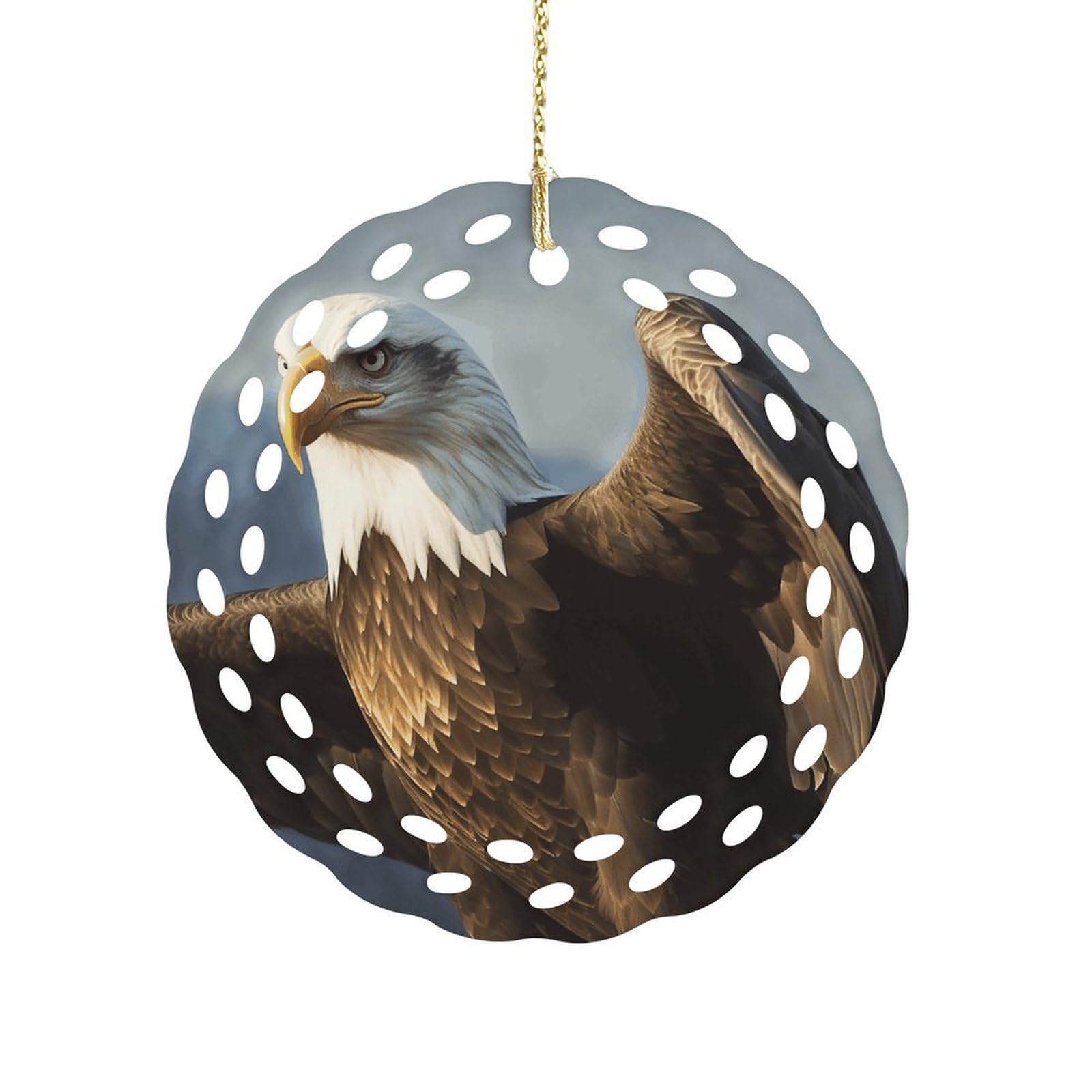 Fodpand Women's Style Eagle Ceramic Ornament For Home Decor 3.2" Round Tree Decoration Christmas Ornaments For Men Double-Sided Design