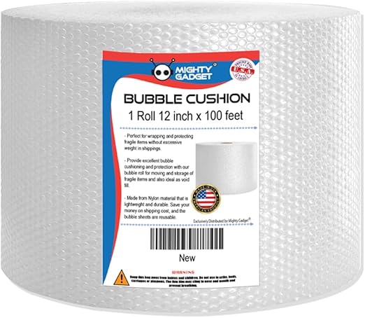 100 feet Small Bubble Cushioning Wrap Perforated Every 12” for Moving, Shipping, and Packing Wrap for Extra Protection of Fragile Items: Glassware, Porcelain Dishes, Ceramics, Ornaments
